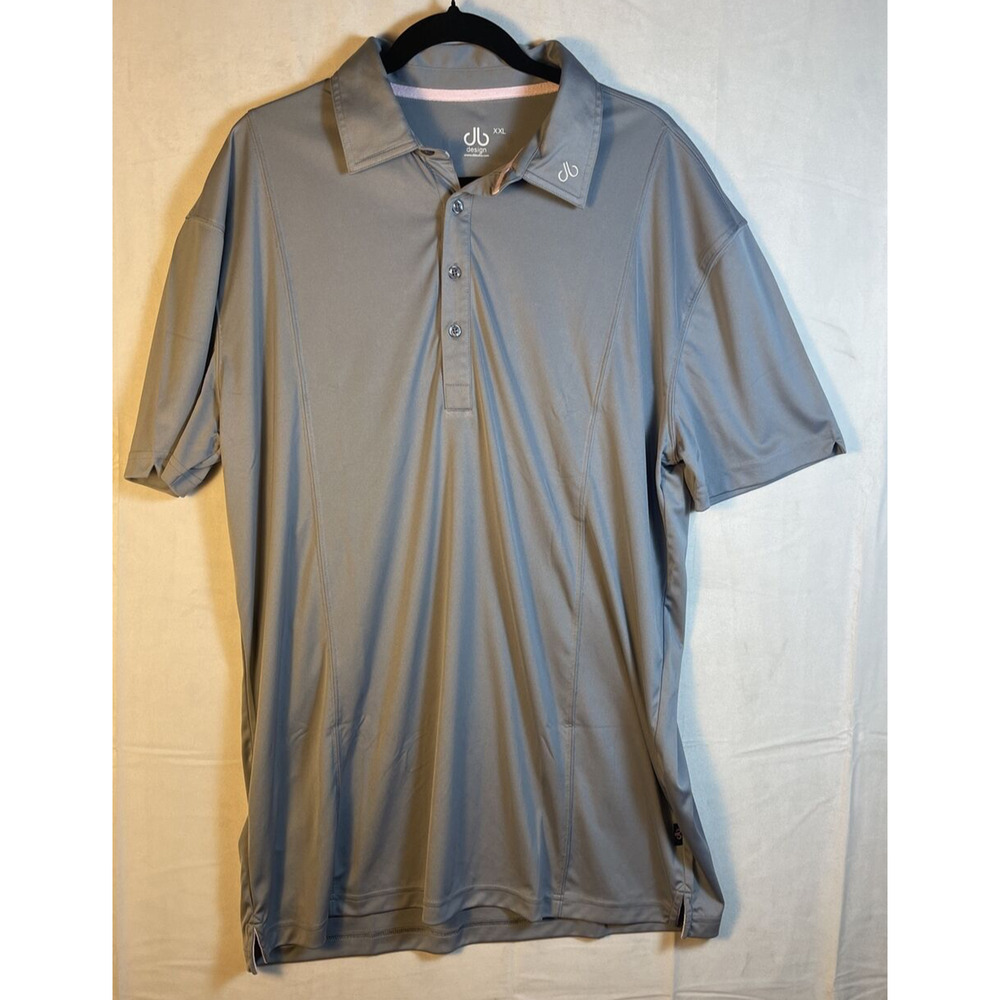 DRUH db Design Men's Gray‎ Pink Trim Polo Shirt XXL Golf